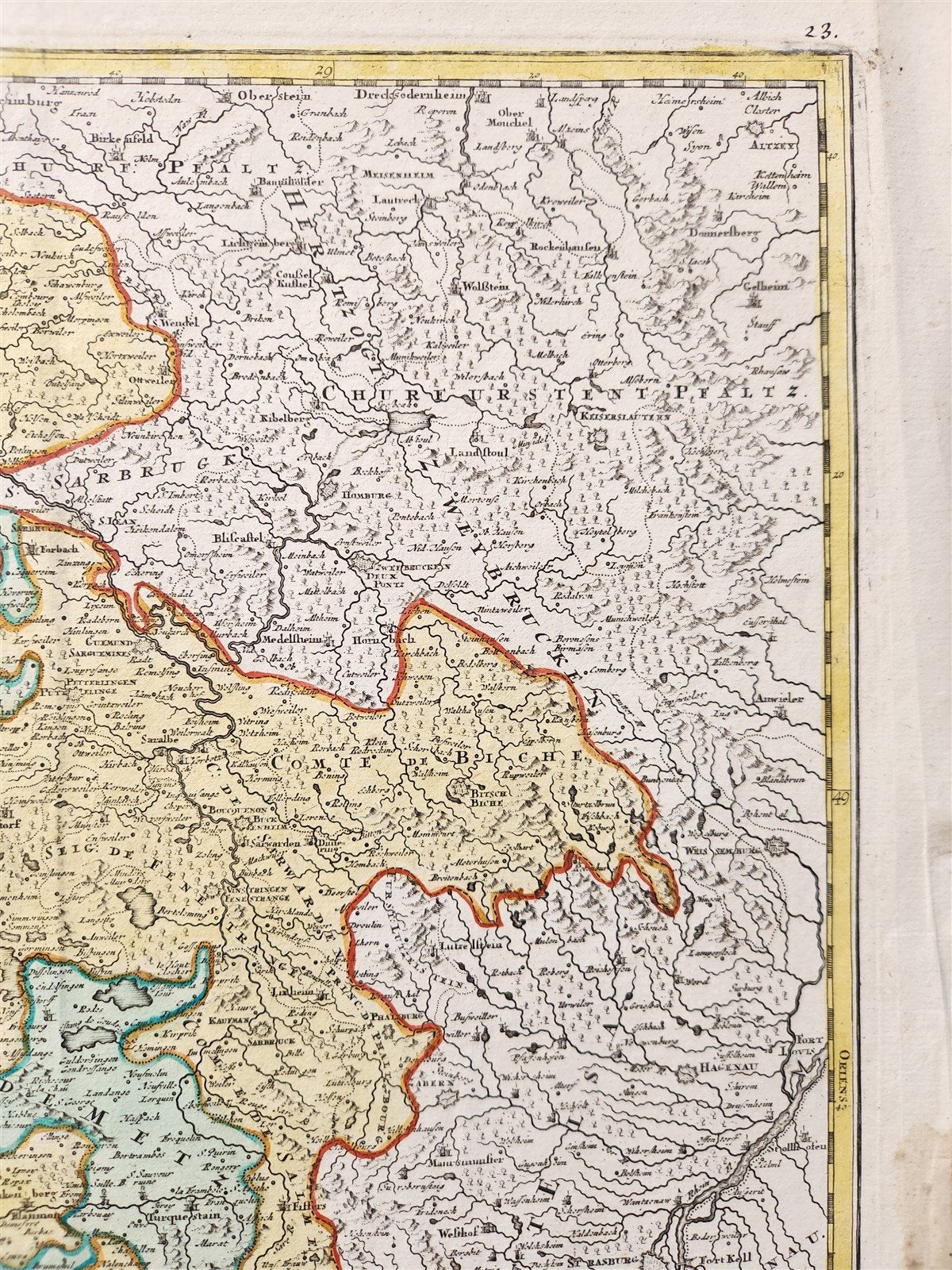 1720 LORRAINE FRANCE antique MAP by Homann Lotharingiae Tabula Generalis