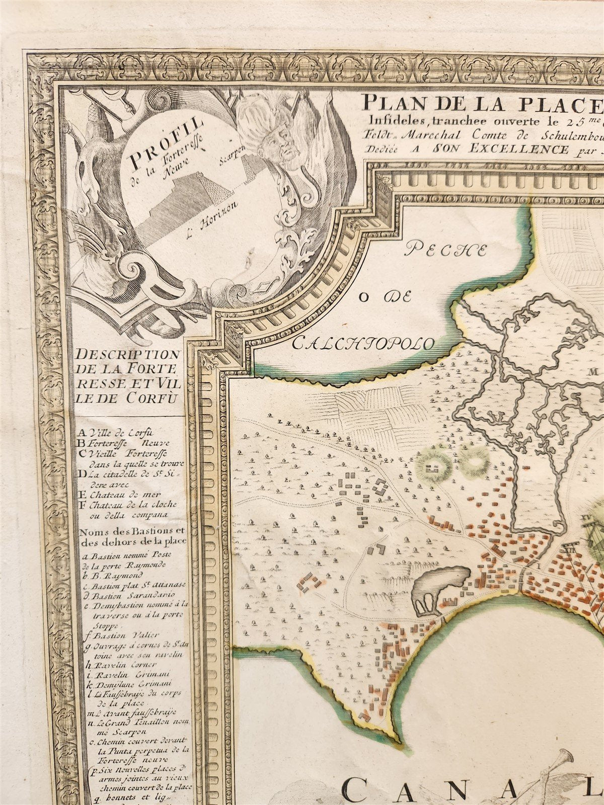 1716 CORFU antique MAP GREECE by Ioh. Baptista Homanno