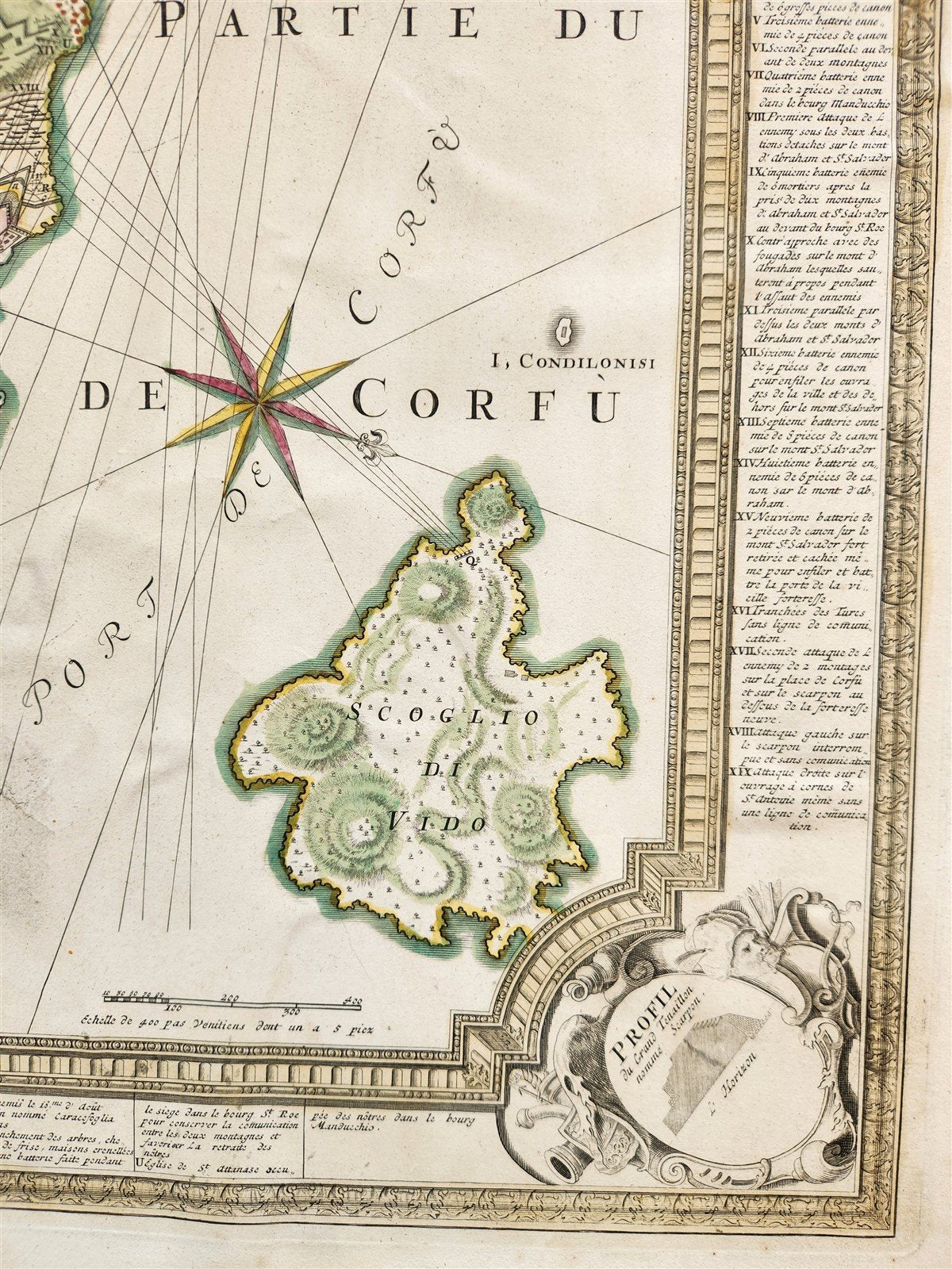 1716 CORFU antique MAP GREECE by Ioh. Baptista Homanno