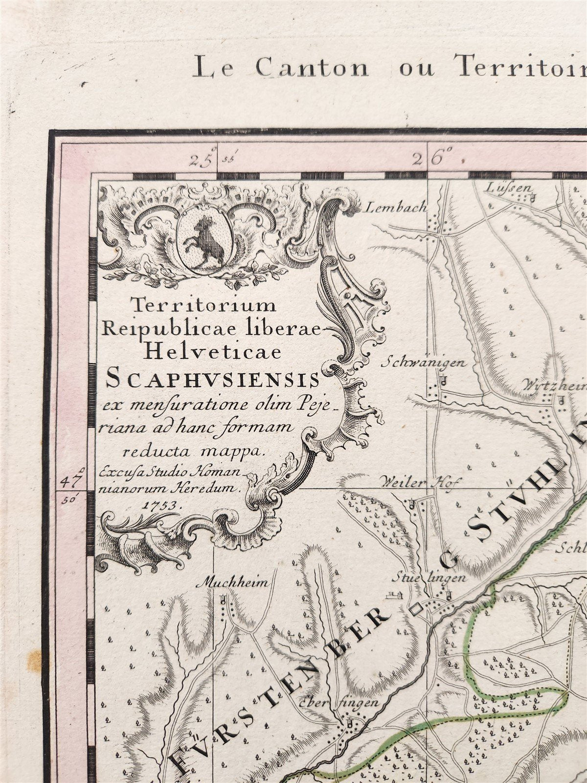 1753 SWITZERLAND antique MAP TERRITORIUM REIPUBLICAE LIBERAE HELVETICAE