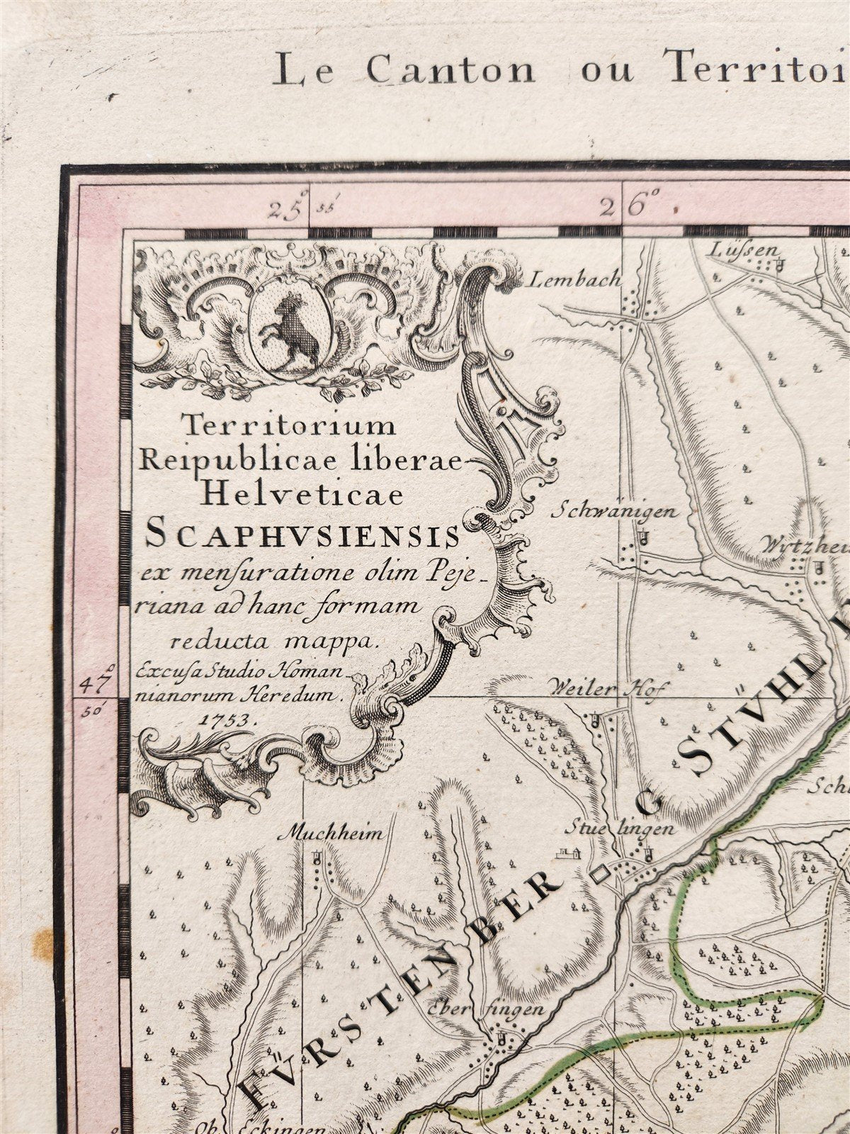 1753 SWITZERLAND antique MAP TERRITORIUM REIPUBLICAE LIBERAE HELVETICAE