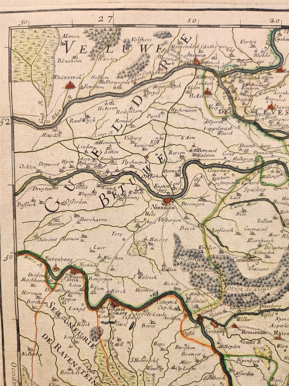 1702 FRANCE LE DUCHE de CLEVES antique MAP by Hubert Jaillot