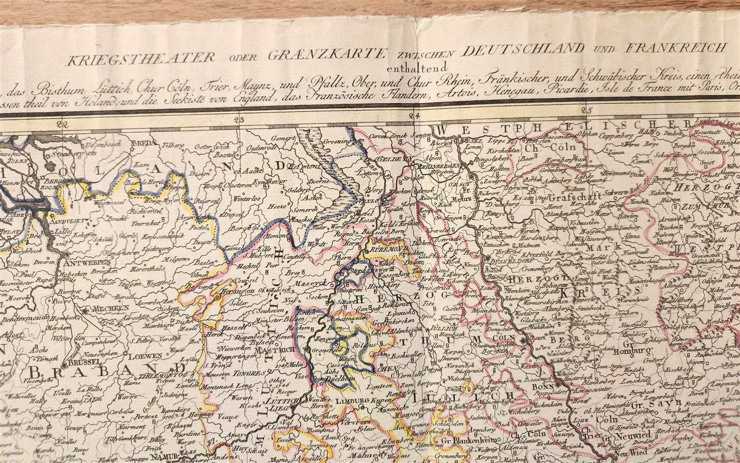 1793 FRENCH GERMAN WAR MILITARY MAP antique