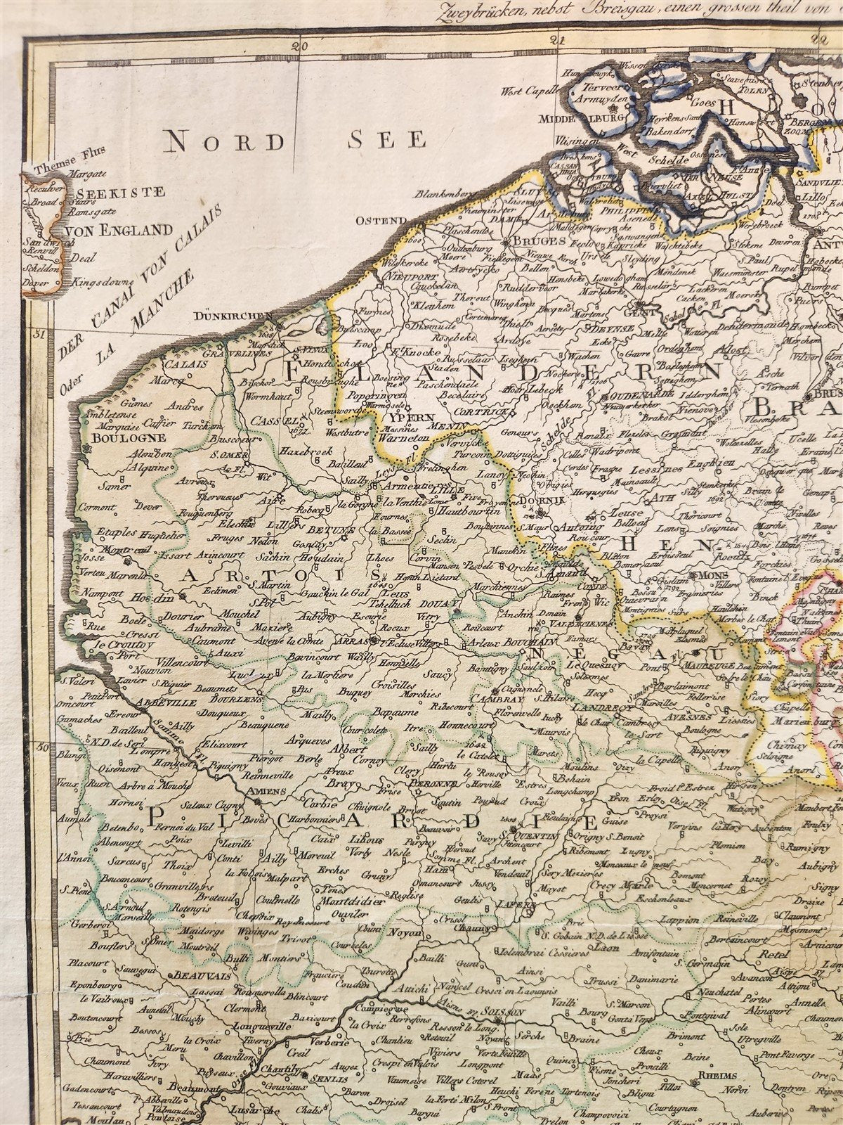 1793 FRENCH GERMAN WAR MILITARY MAP antique
