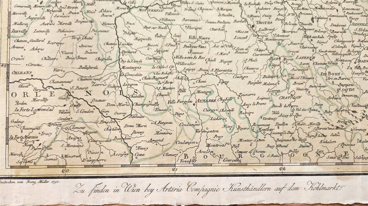 1793 FRENCH GERMAN WAR MILITARY MAP antique