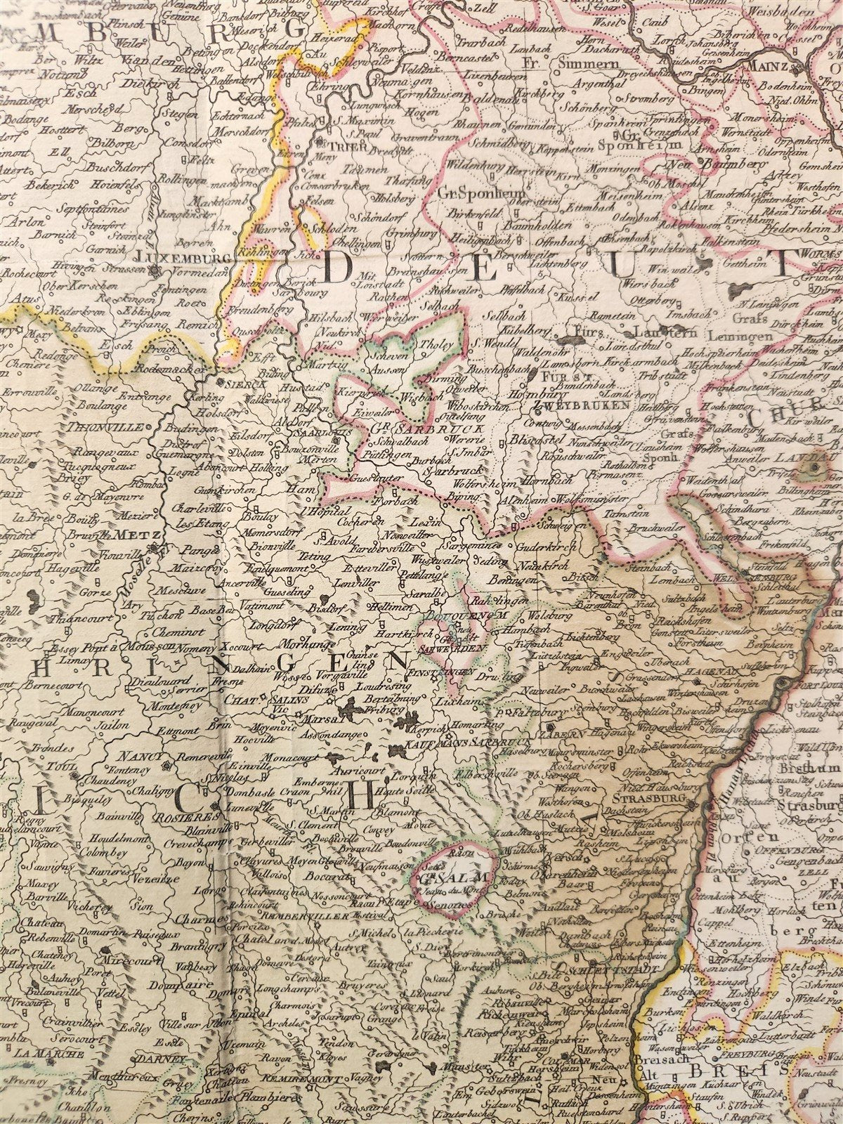 1793 FRENCH GERMAN WAR MILITARY MAP antique