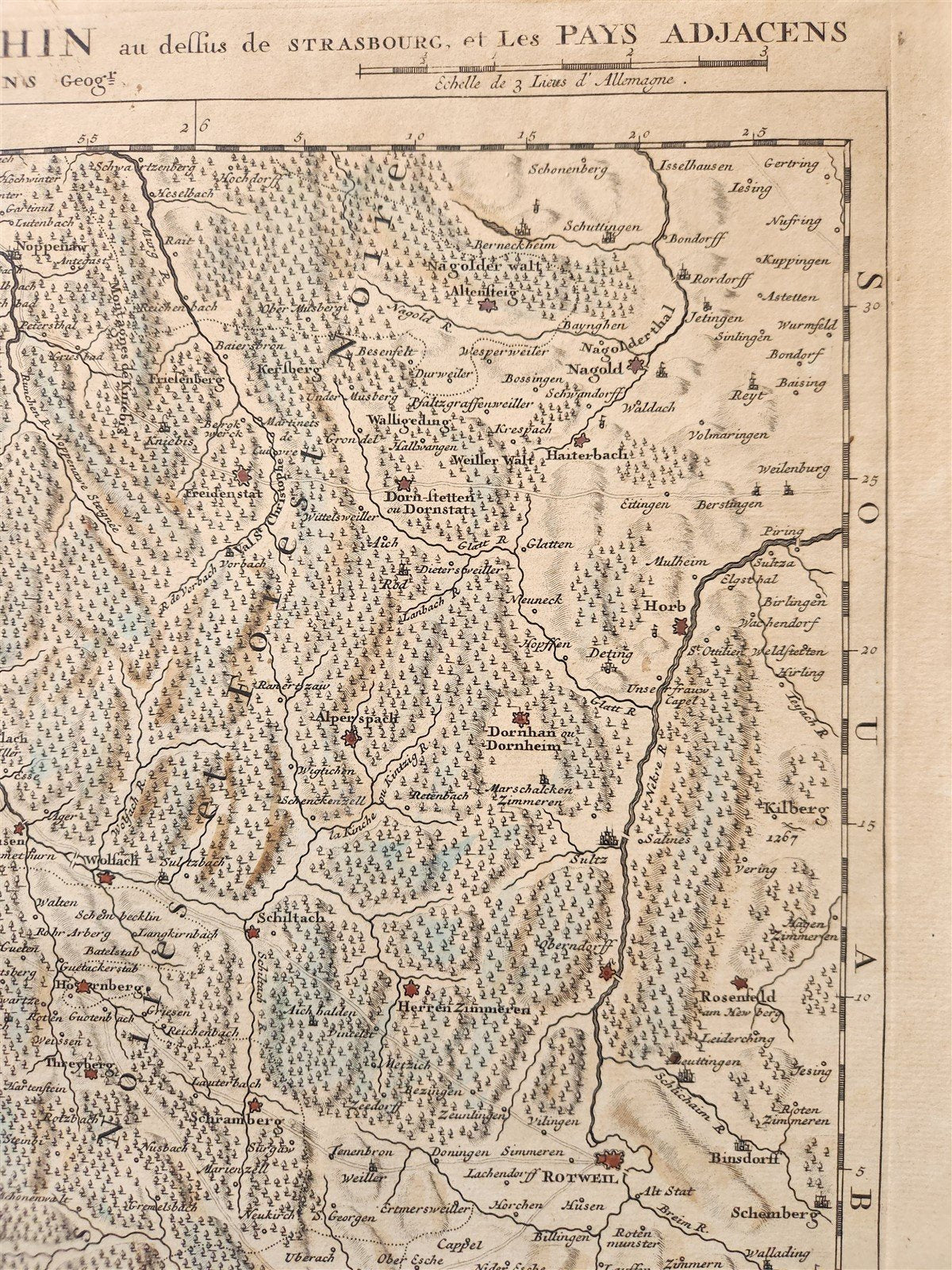 1730s MILITARY MAP antique THEATRE DE LA GUERRE CARTE NOUVELLE LE COURS du RHIN