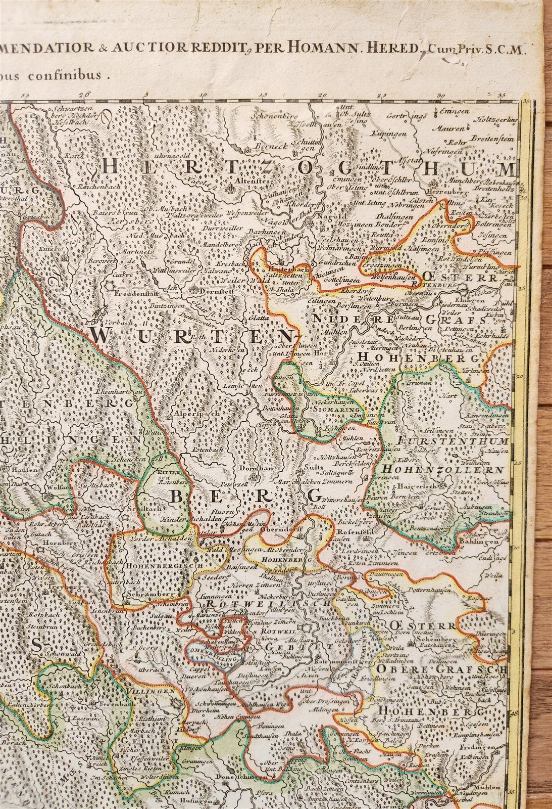 1730s CURSUS RHENI a BASILIAE MAP antique GERMANY SWITZERLAND AUSTRIA
