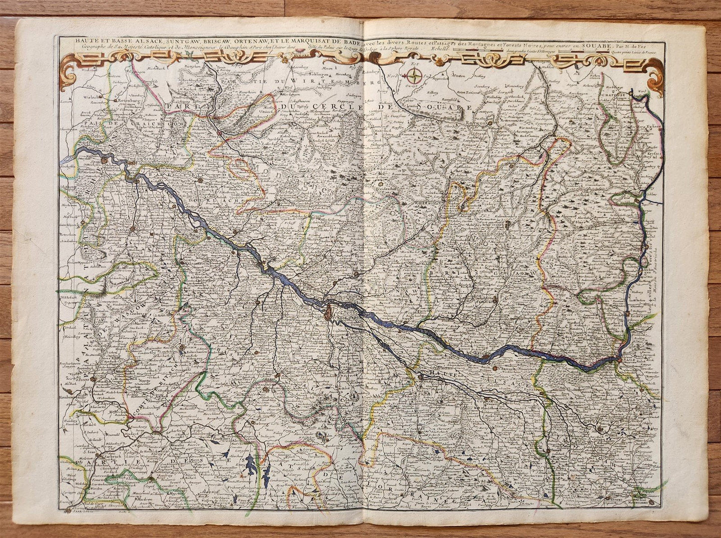 1730s antique MAP antique HAUTE et BASSE ALSACE SUNTGAW BRISGAW ORTEN AW