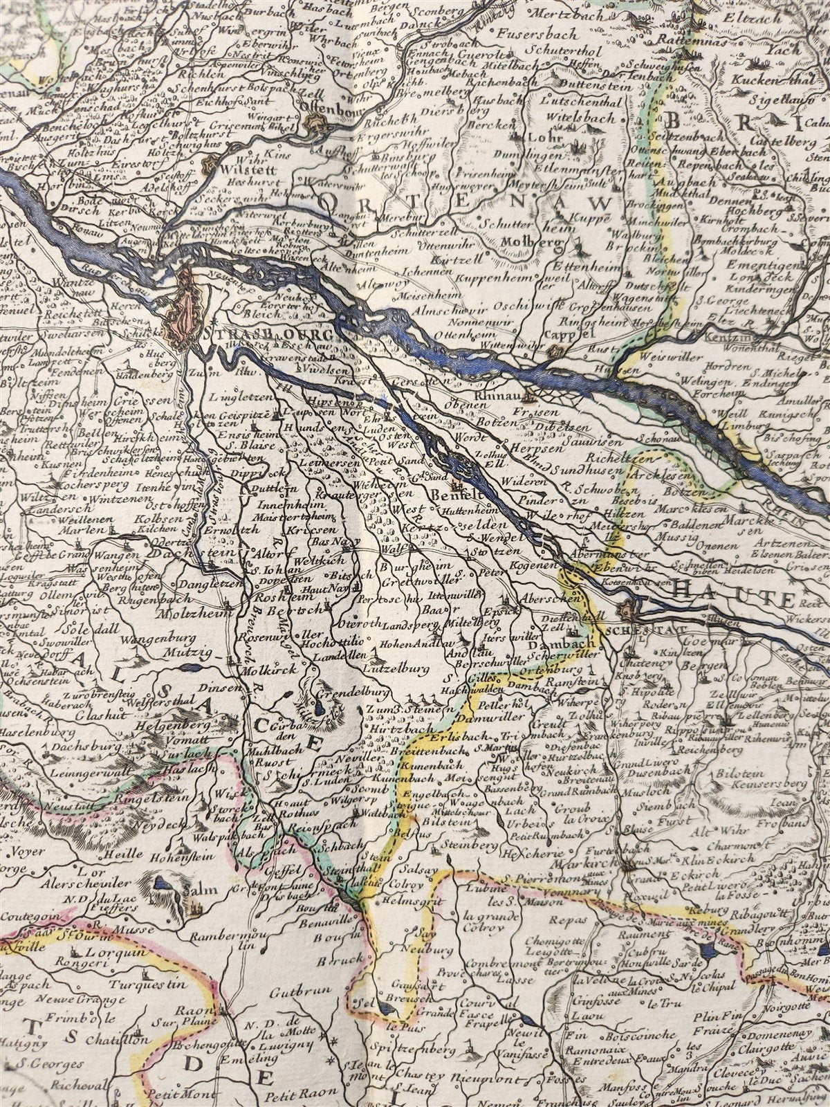 1730s antique MAP antique HAUTE et BASSE ALSACE SUNTGAW BRISGAW ORTEN AW