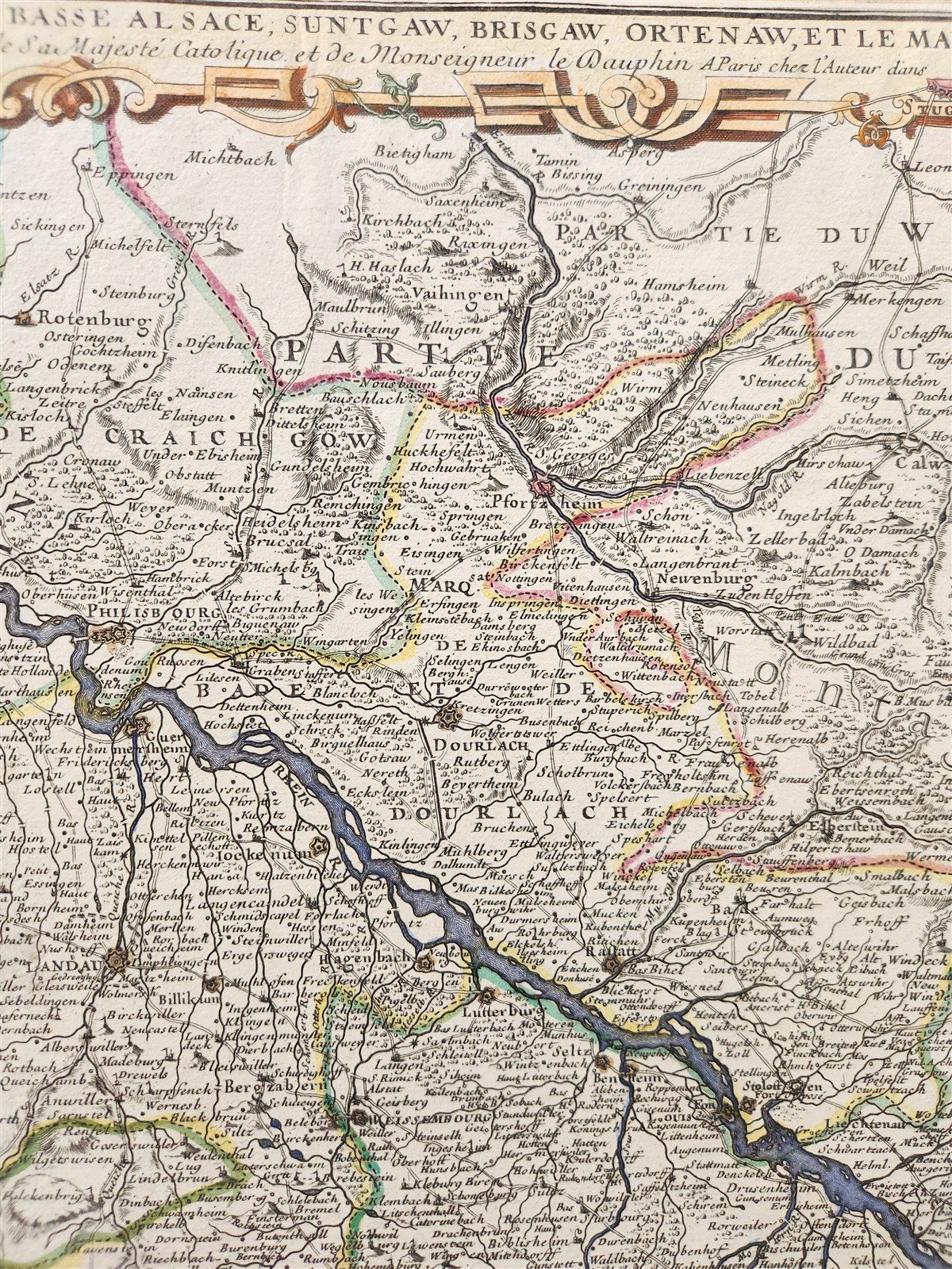 1730s antique MAP antique HAUTE et BASSE ALSACE SUNTGAW BRISGAW ORTEN AW