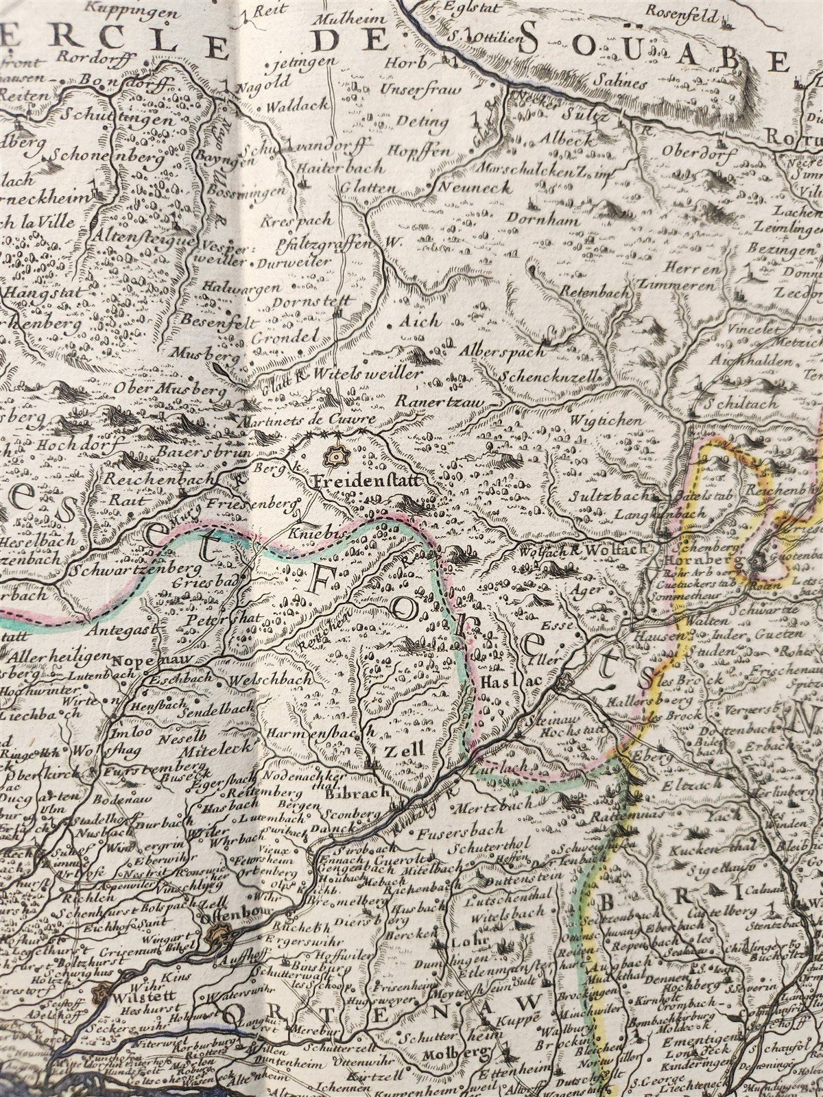 1730s antique MAP antique HAUTE et BASSE ALSACE SUNTGAW BRISGAW ORTEN AW
