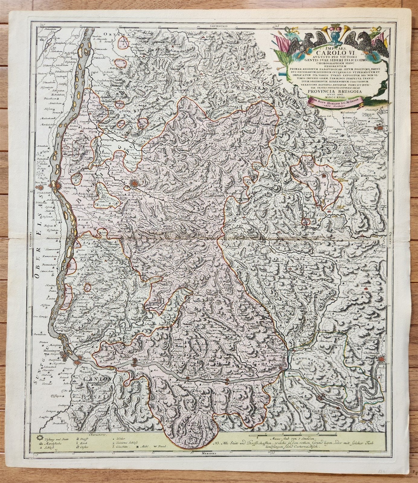 1718 Breisgau Soutwest Germany antique MAP antique PROVINCIA BRISGOIA