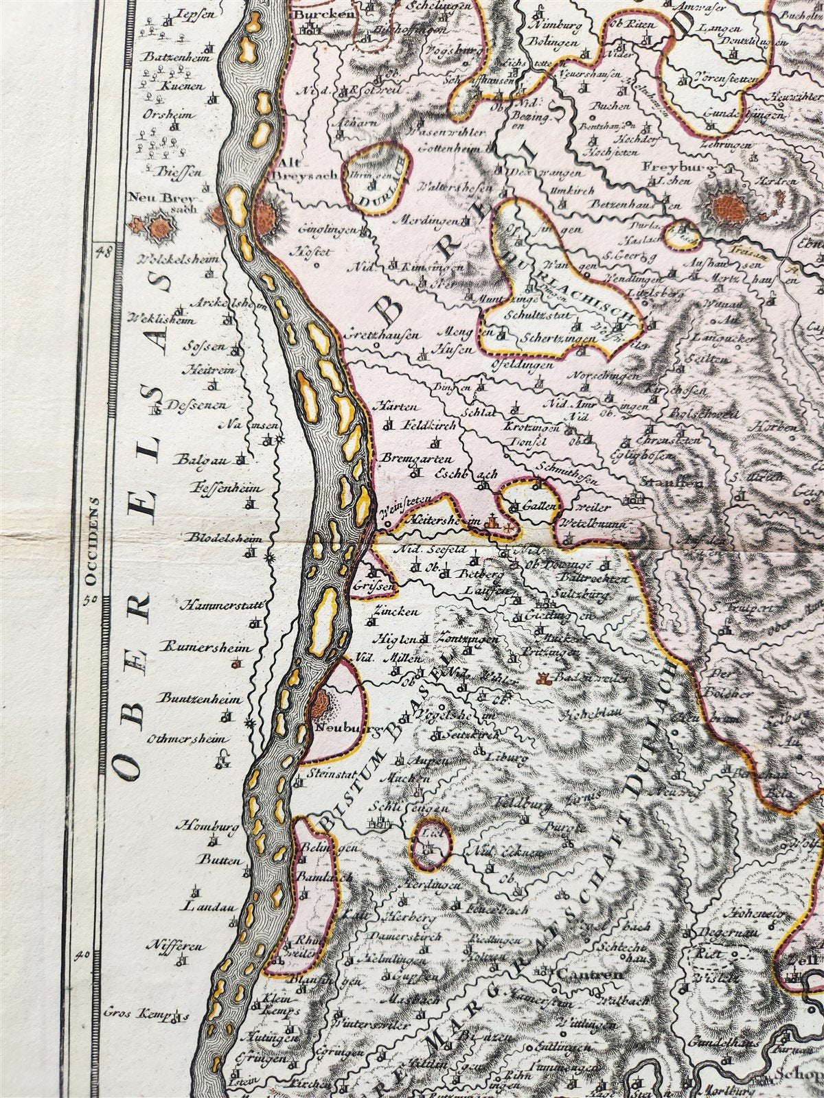 1718 Breisgau Soutwest Germany antique MAP antique PROVINCIA BRISGOIA