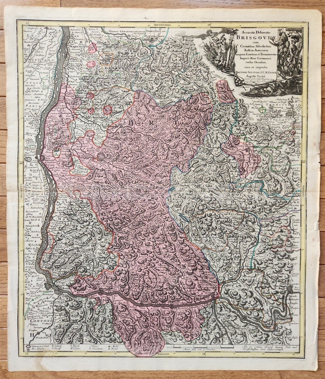 1730s Breisgau Germany antique MAP antique PROVINCIA BRISGOVIAE Matthias Seutter