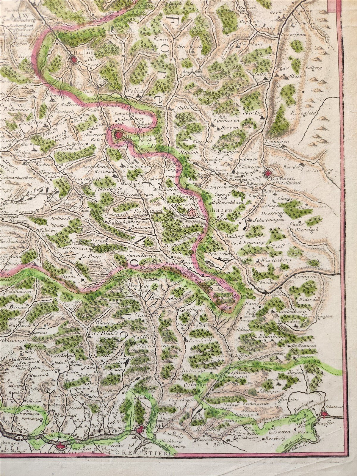 1743 FRENCH MILITARY antique MAP antique THEATRE la GUERRE en ALLEMAGNE FRANCE
