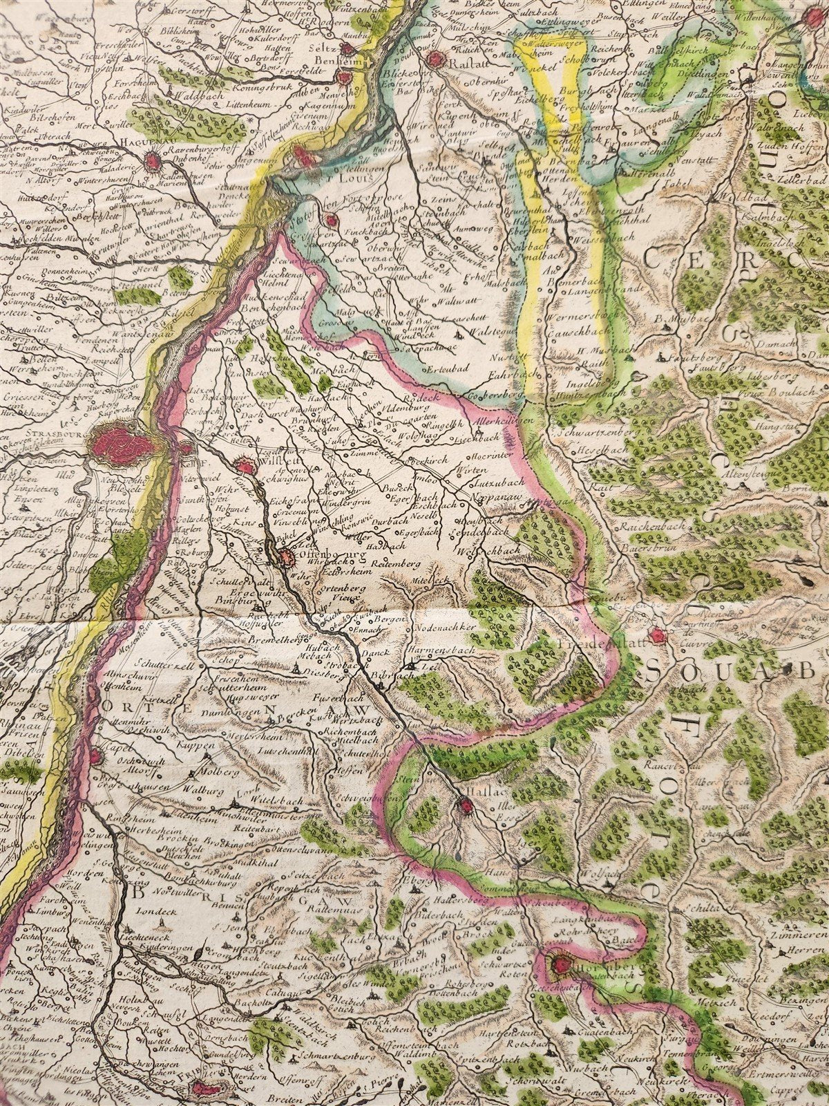 1743 FRENCH MILITARY antique MAP antique THEATRE la GUERRE en ALLEMAGNE FRANCE