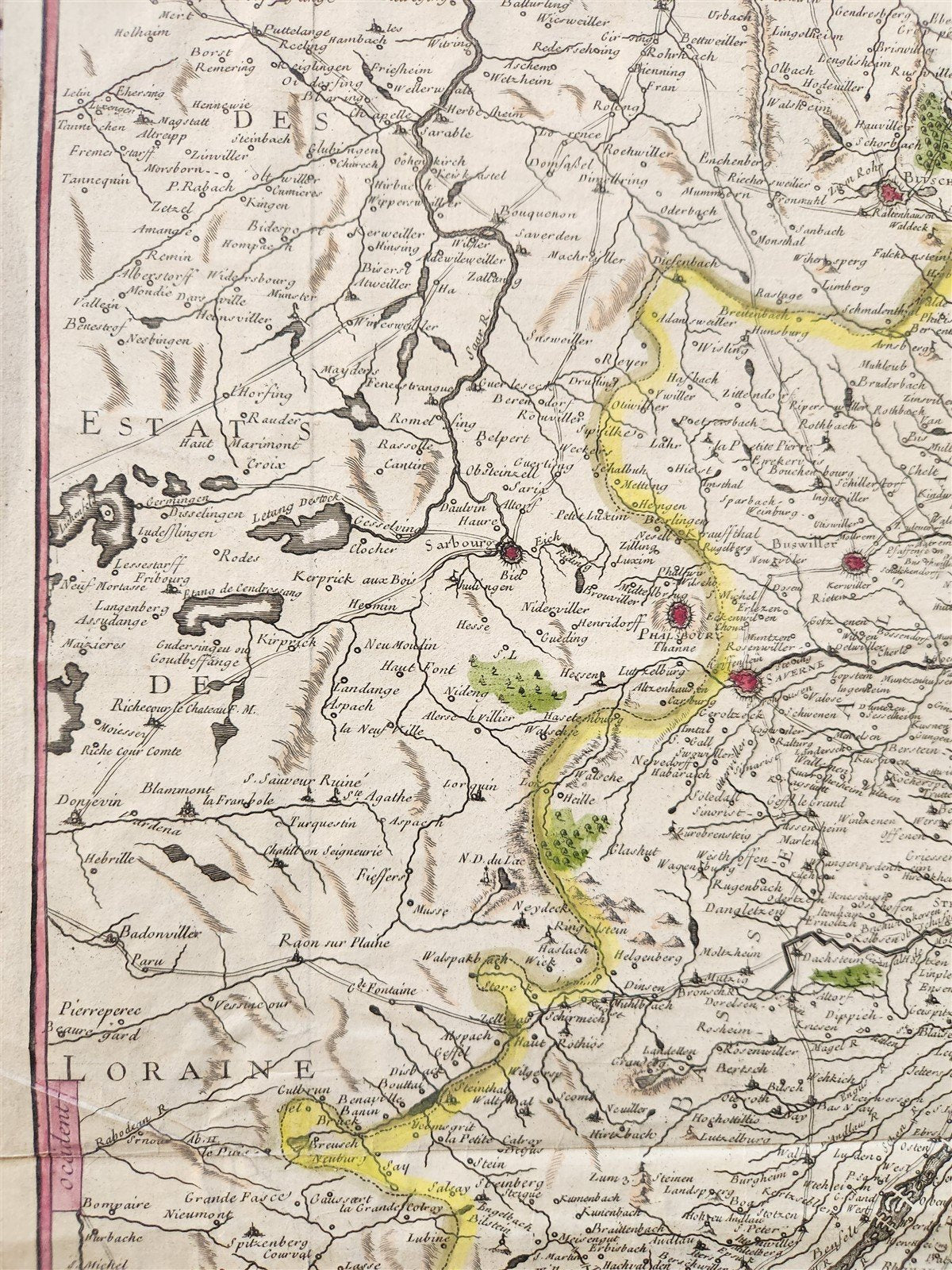 1743 FRENCH MILITARY antique MAP antique THEATRE la GUERRE en ALLEMAGNE FRANCE