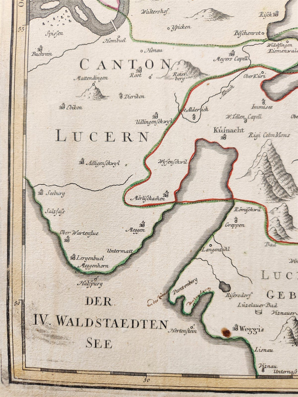 1768 SWITZERLAND antique MAP CANTON zuc sive PAGUS HELVETIAE TUGIENSIS