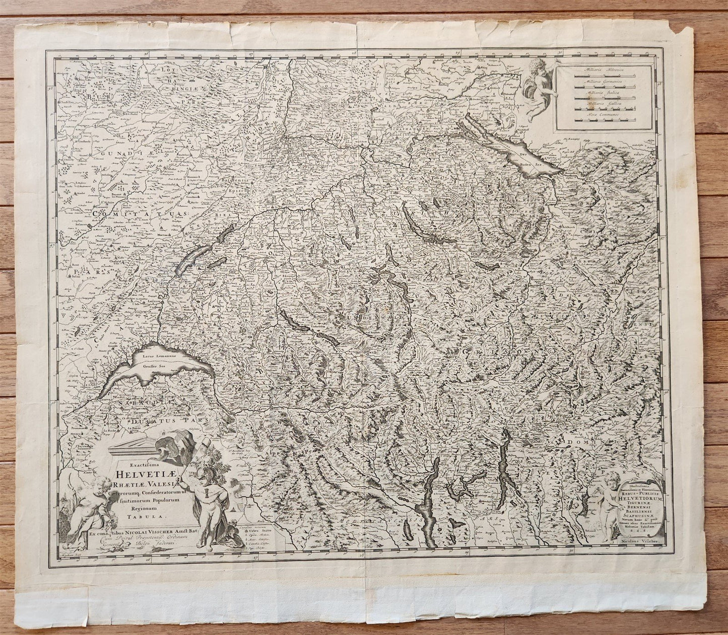 1684 SWITZERLAND antique MAP HELVETIAE RHAETIAE VALESIAE