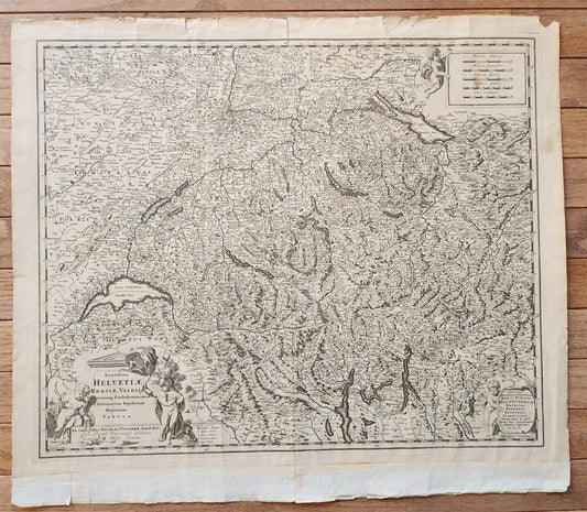 1684 SWITZERLAND antique MAP HELVETIAE RHAETIAE VALESIAE