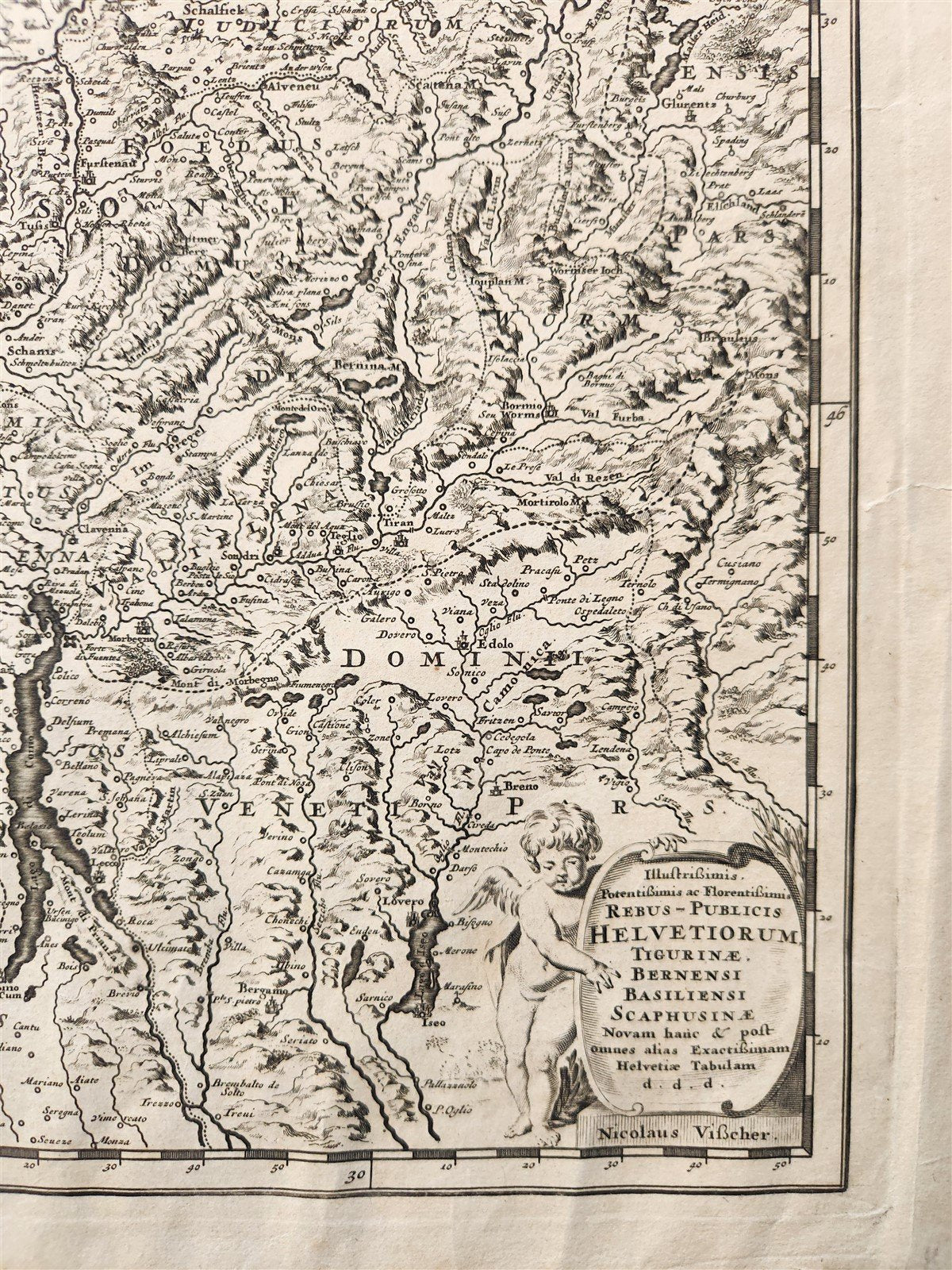 1684 SWITZERLAND antique MAP HELVETIAE RHAETIAE VALESIAE