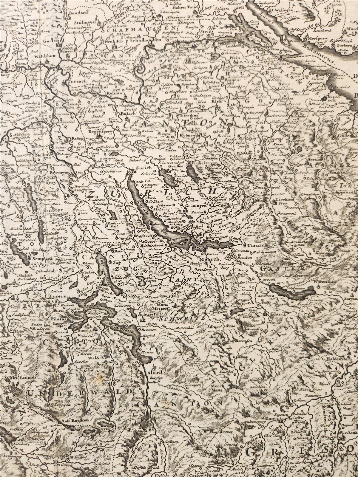 1684 SWITZERLAND antique MAP HELVETIAE RHAETIAE VALESIAE