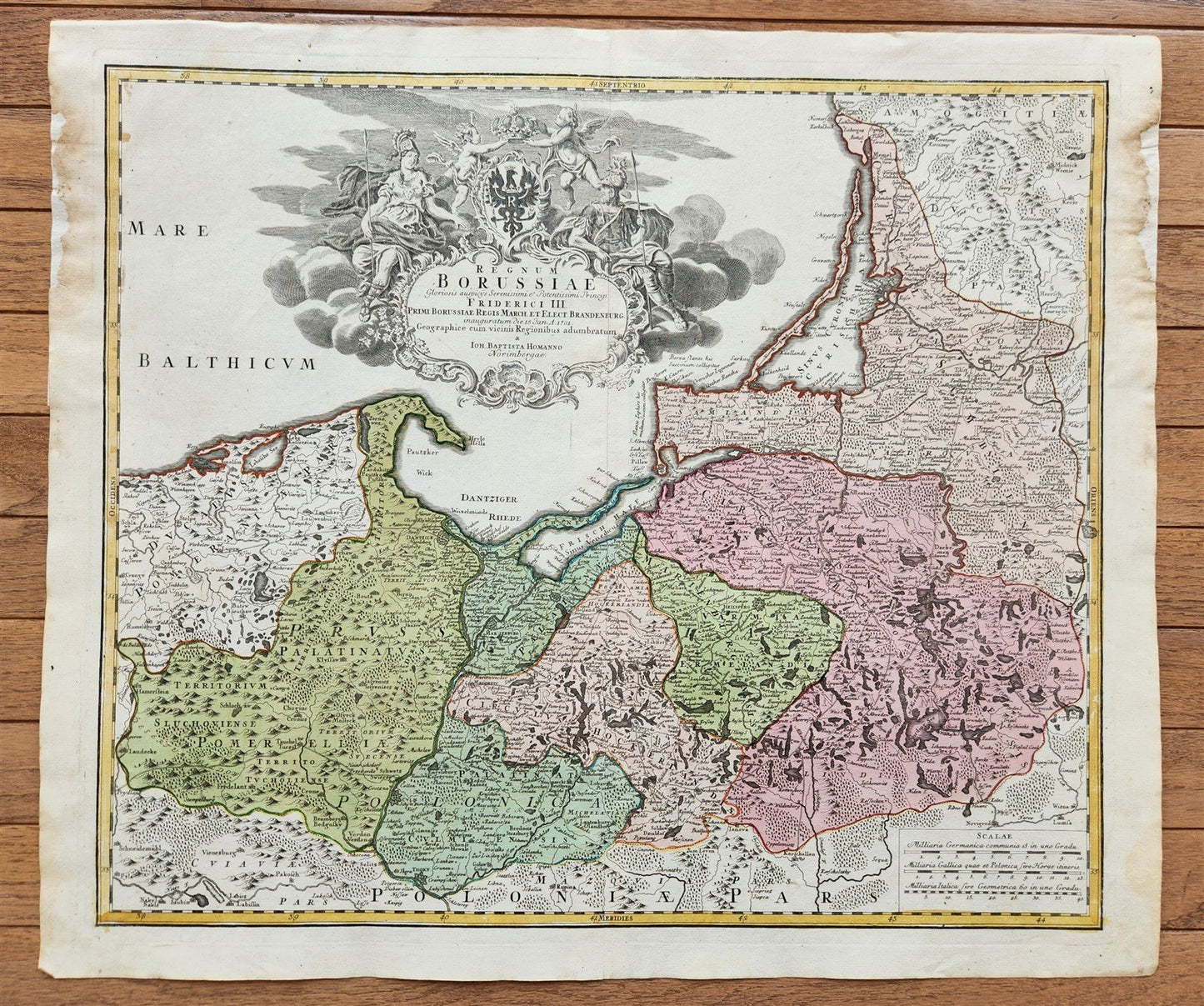 1716 GERMANY PRUSSIA POLAND LITHUANIA antique MAP by HOMANN-BORUSSIA