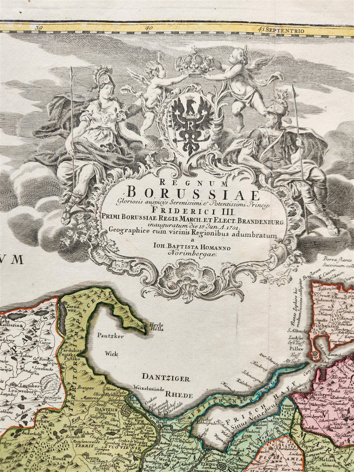 1716 GERMANY PRUSSIA POLAND LITHUANIA antique MAP by HOMANN-BORUSSIA
