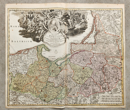 1716 GERMANY PRUSSIA POLAND LITHUANIA antique MAP by HOMANN HEIRS -BORUSSIA