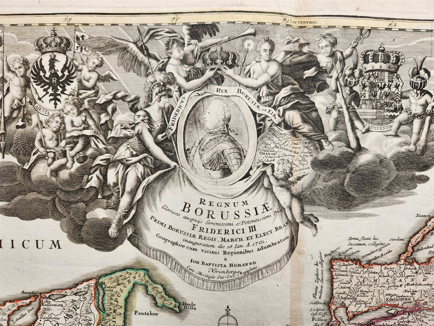 1716 GERMANY PRUSSIA POLAND LITHUANIA antique MAP by HOMANN HEIRS -BORUSSIA