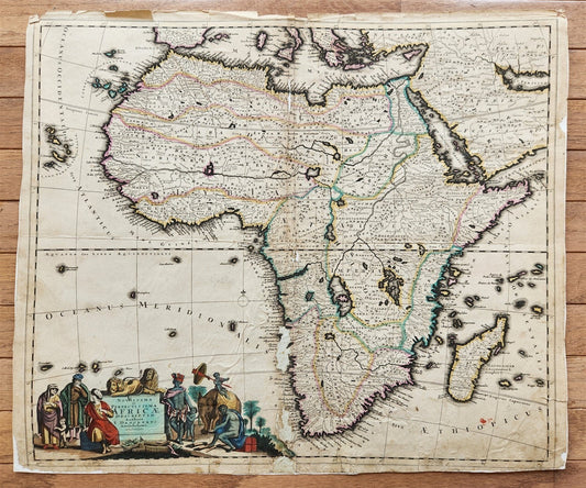 1680 AFRICA antique MAP rare 17th CENTURY AUTHENTIC