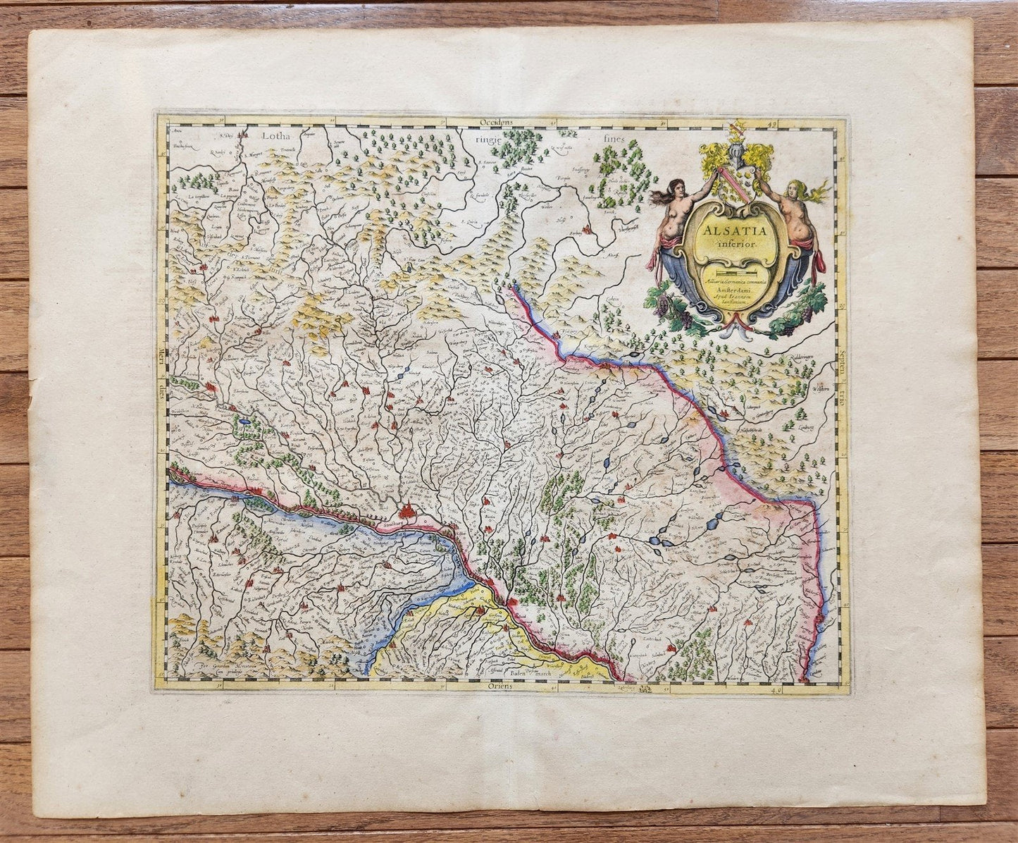 1650s ALSACE FRANCE antique MAP by Janssonius 17th CENTURY ALSATIAE inferior