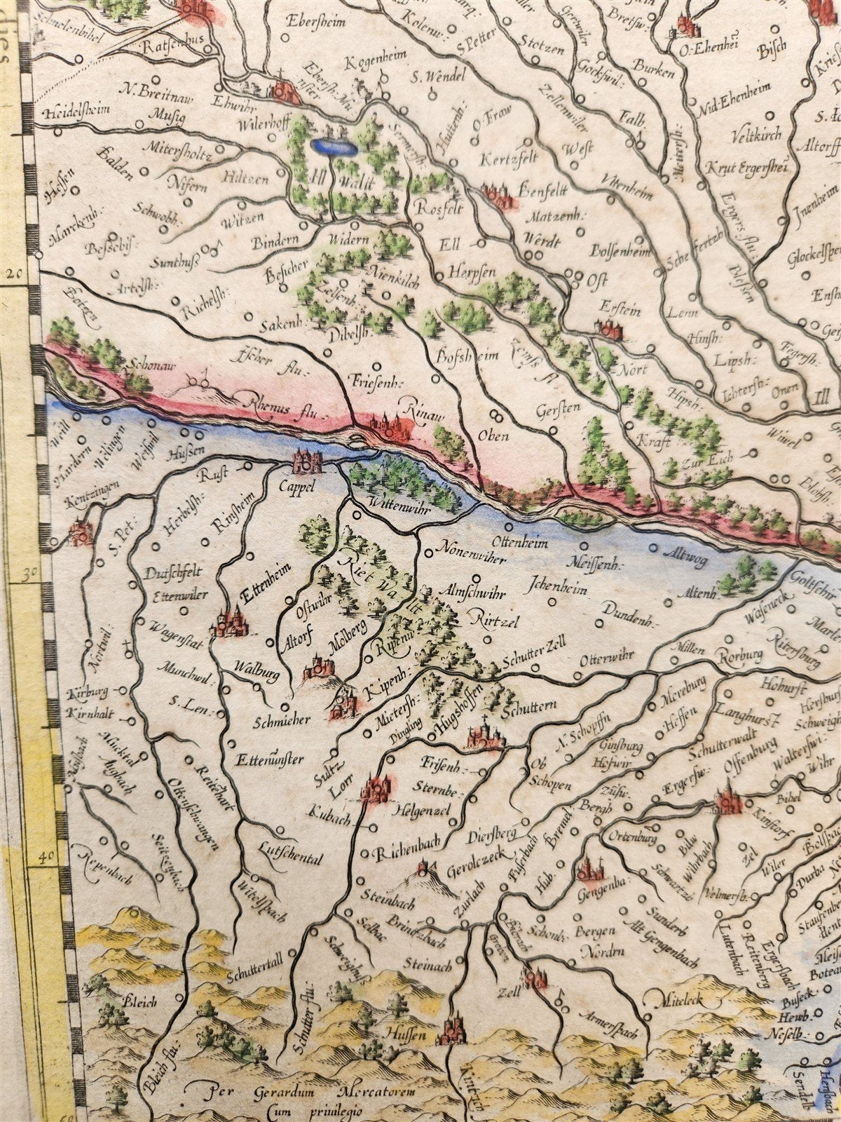 1650s ALSACE FRANCE antique MAP by Janssonius 17th CENTURY ALSATIAE inferior