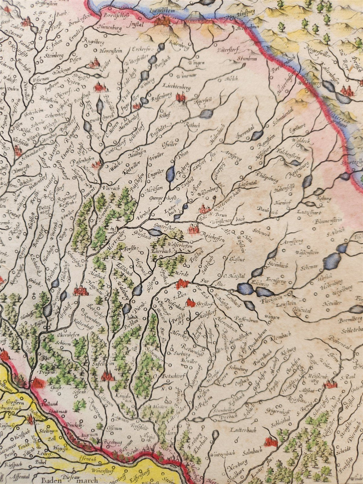 1650s ALSACE FRANCE antique MAP by Janssonius 17th CENTURY ALSATIAE inferior