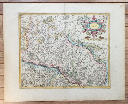1630s ALSACE FRANCE antique MAP by GERARD MERCATOR L'ALSATIA INFERIOR