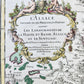 1707 ALSACE FRANCE antique MAP by SANSON printed by Jaillot in Paris LARGE SIZE