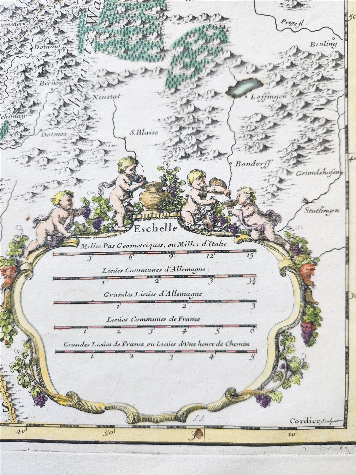 1707 ALSACE FRANCE antique MAP by SANSON printed by Jaillot in Paris LARGE SIZE