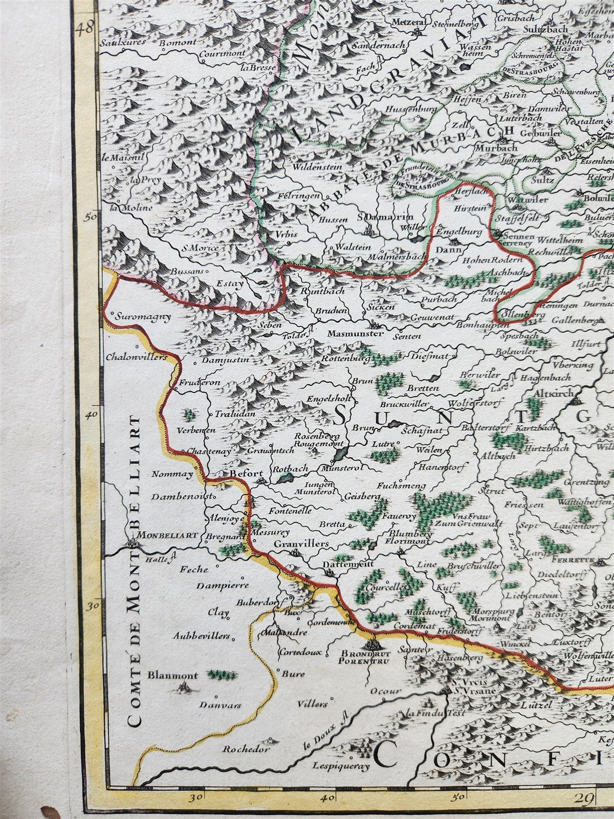 1707 ALSACE FRANCE antique MAP by SANSON printed by Jaillot in Paris LARGE SIZE