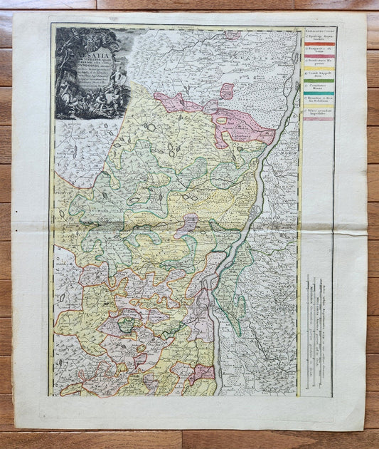 1750s ALSACE FRANCE antique MAP by HOMANN Alsatia tam superior