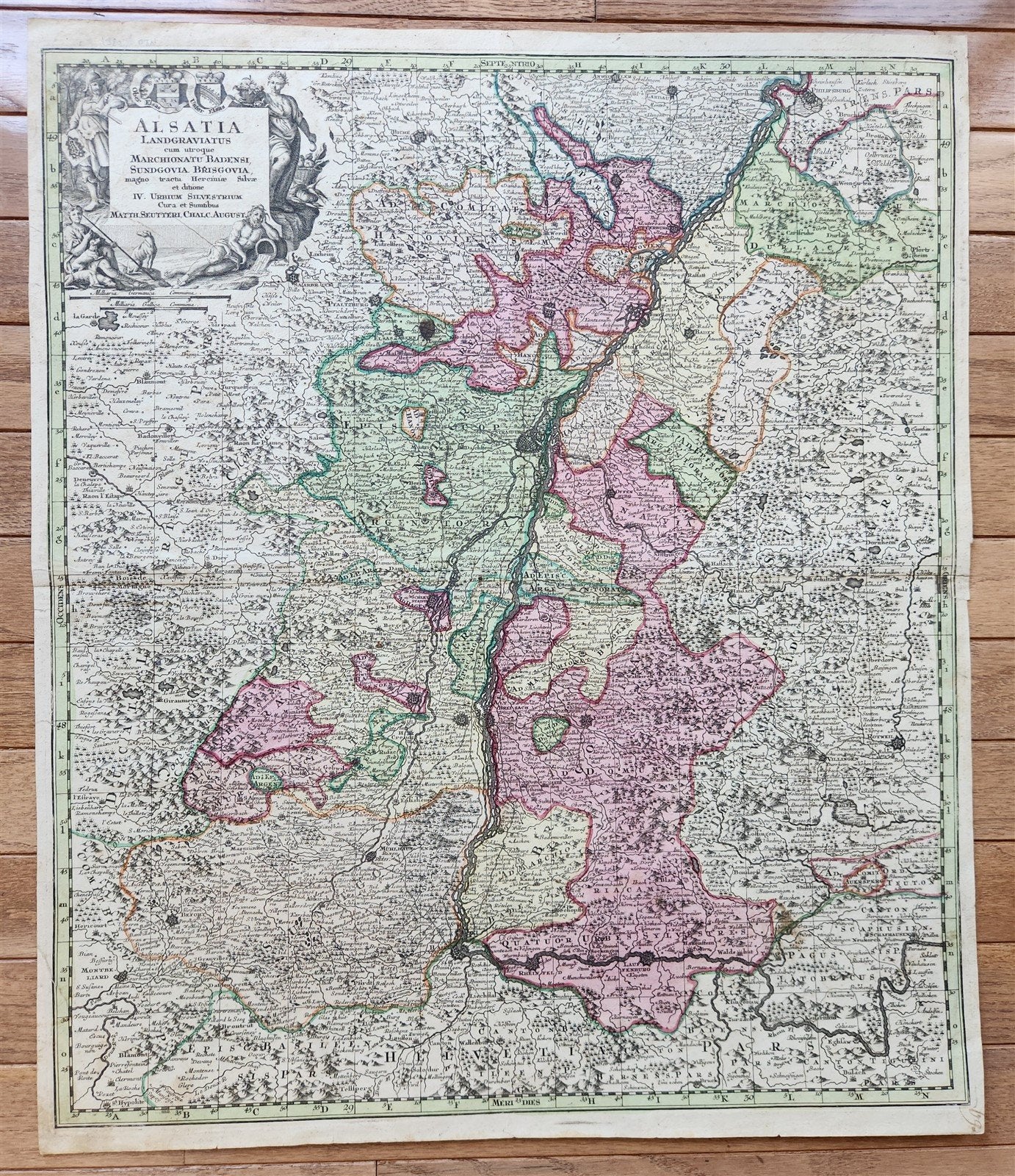 1740s ALSACE FRANCE antique MAP Alsatia Landgraviatus cum Suntgoia et Brisgoia
