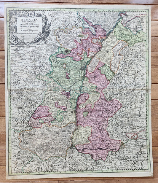 1740s ALSACE FRANCE antique MAP Alsatia Landgraviatus cum Suntgoia et Brisgoia