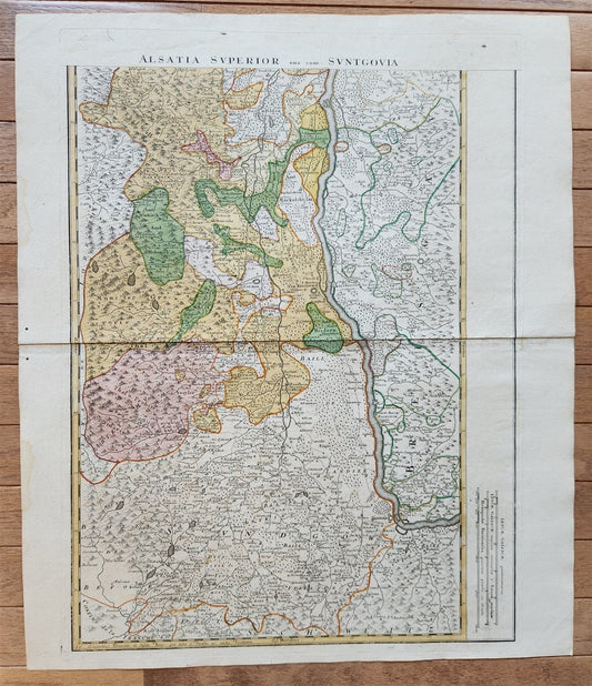 1720s ALSACE FRANCE antique MAP Alsatia Superior una cum Suntgovia