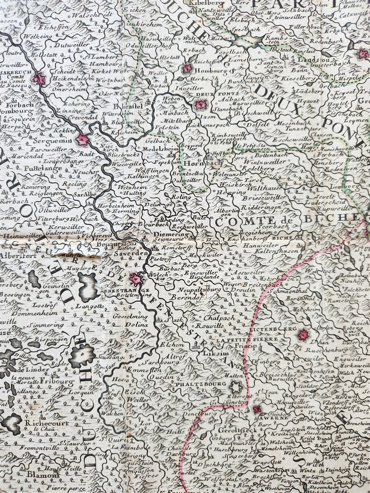 1754 ALSACE FRANCE antique MAP Carte de L'Alsace .. et Basse et Le Sundgau