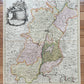 1760s ALSACE FRANCE antique MAP SUPERIORIS atque INFERIORIS ALSATIAE by T.Lotter