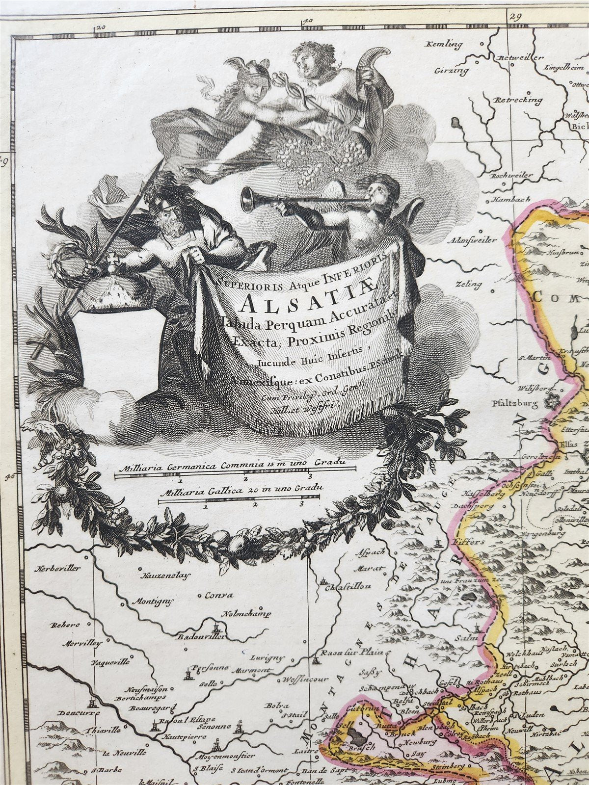 1760s ALSACE FRANCE antique MAP SUPERIORIS atque INFERIORIS ALSATIAE by T.Lotter