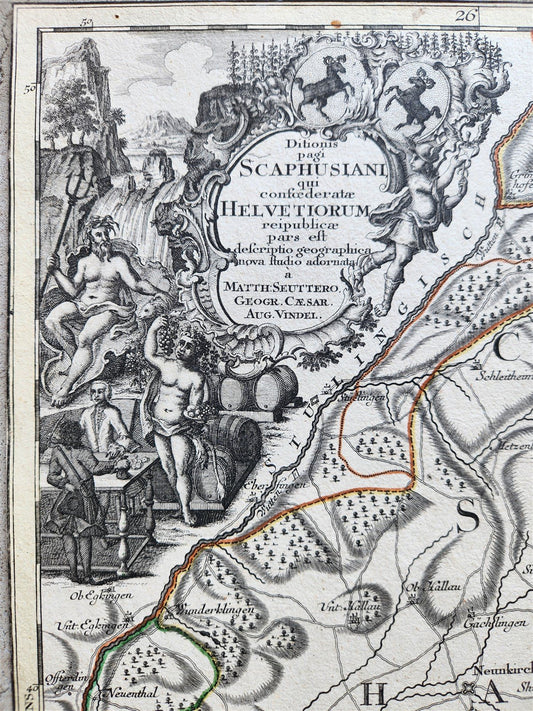1740s SWITZERLAND antique MAP HELVETIORUM Reipublicae Cantones Tredicum SEUTTER