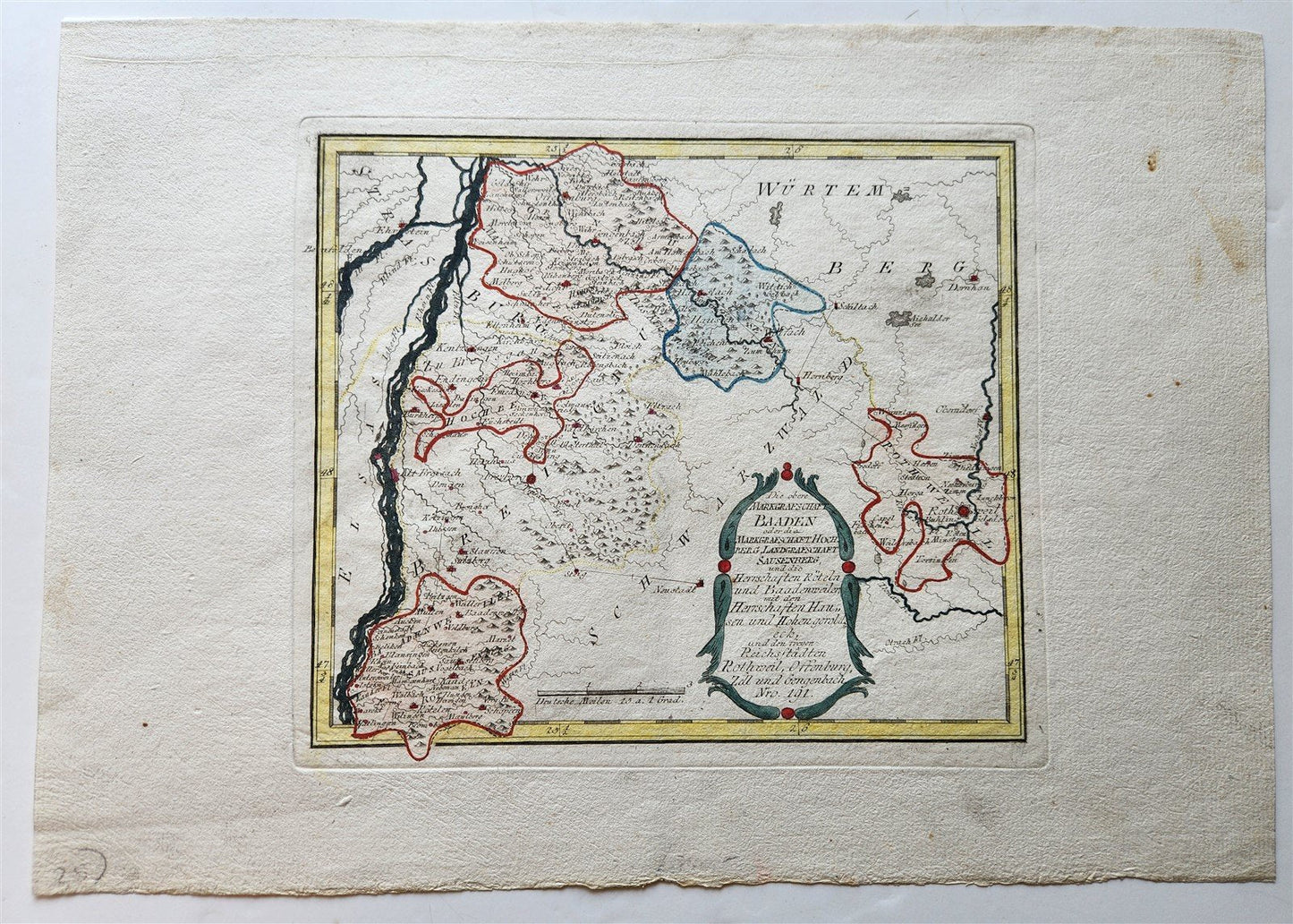 1790s GERMANY antique MAP Die obere Markgrafschaft Baaden
