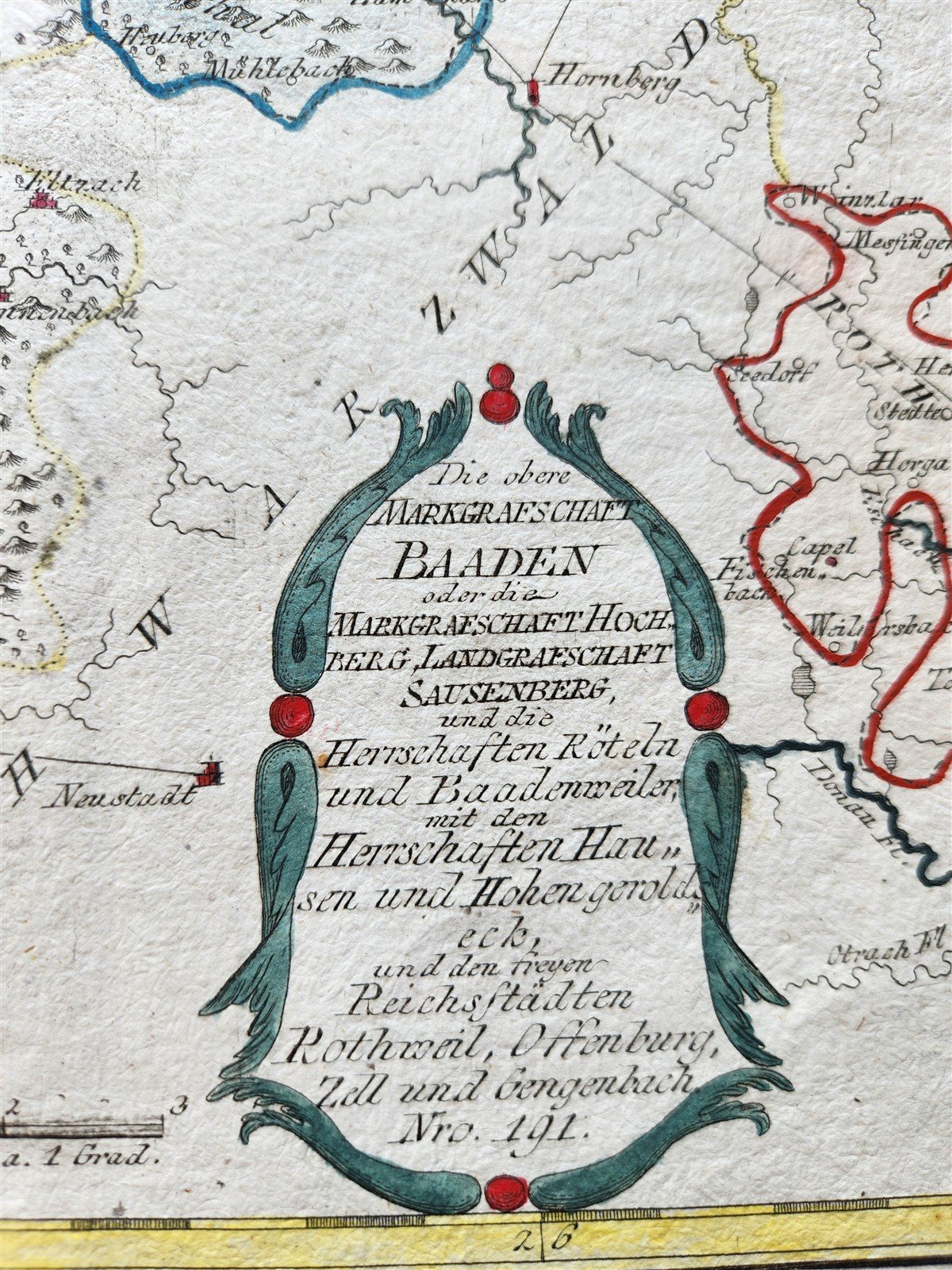 1790s GERMANY antique MAP Die obere Markgrafschaft Baaden