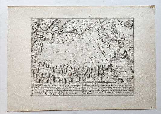1705 FRANCE antique MAP Battle plan of Louis Le Grand Dauphin's campain